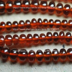 13 Inches Strand,Natural Hessonite GARNET Smooth Rondelles. Size 4-6mm