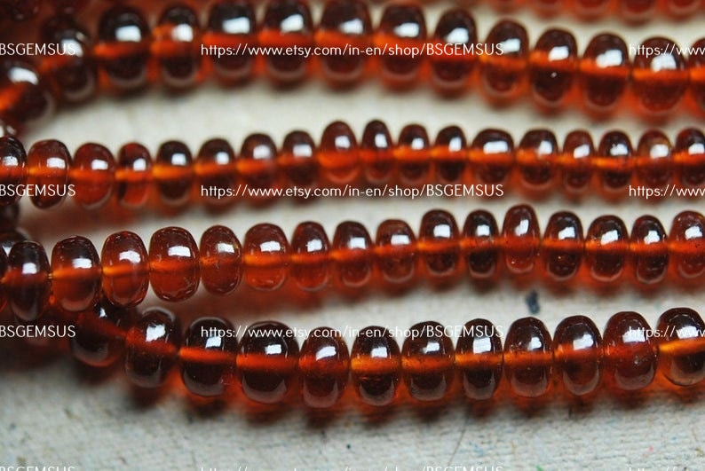 13 Inches Strand,natural Hessonite Garnet Smooth Rondelles. Size 4-6mm 13 Inches Strand,natural Hessonite Garnet Smooth Rondelles. Size 4-6mm