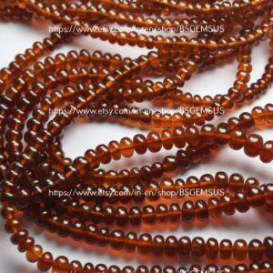 14 Inches Strand,Natural Hessonite GARNET Smooth Rondelles. Size 4-6mm