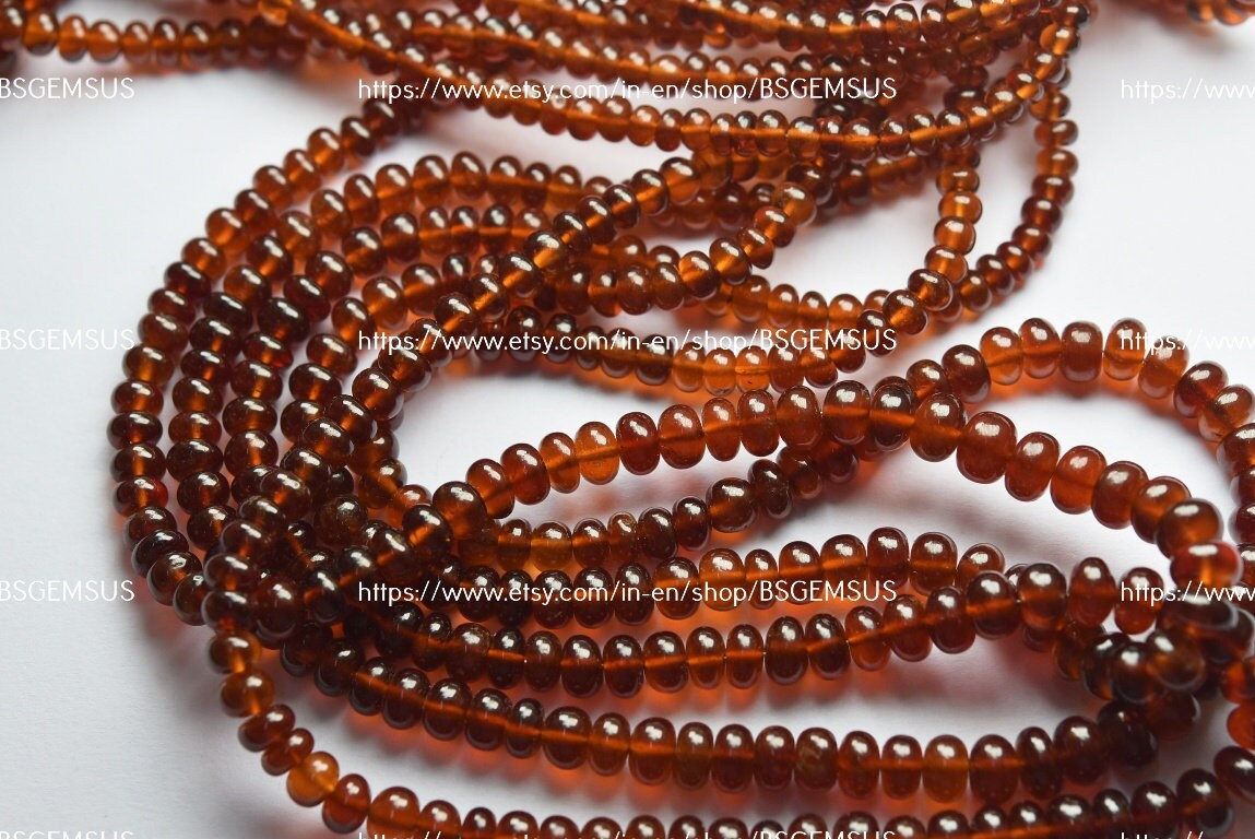 14 Inches Strand,natural Hessonite Garnet Smooth Rondelles. Size 4-6mm