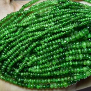 15.50 inches,Natural Finest Green Garnet Tsavorite Smooth Rondelle,Size is 2-4.50mm #853
