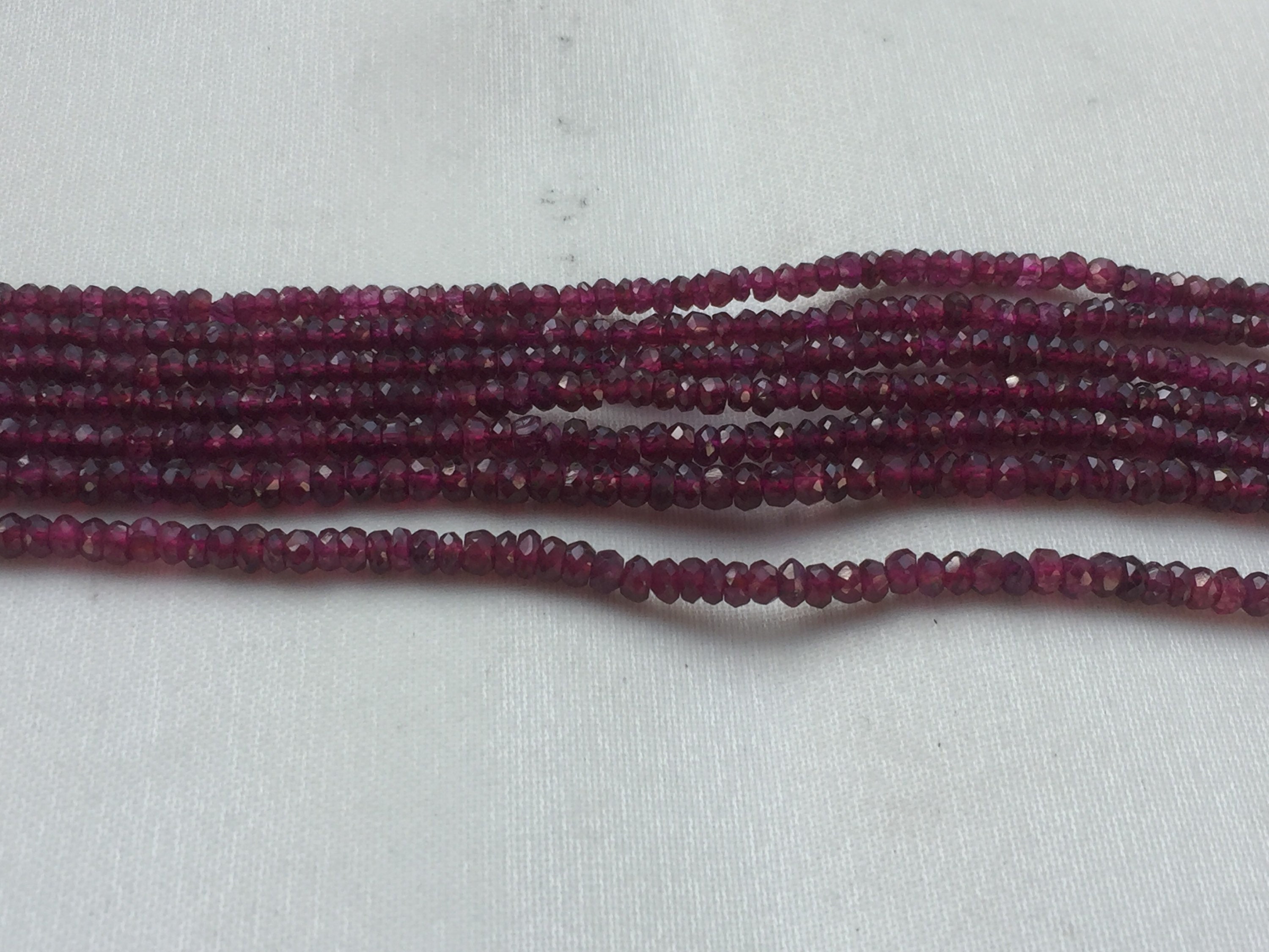 2 Strands Of Rhodolite Garnet 16" Fact Rondelle 4mm To 6mm Each
