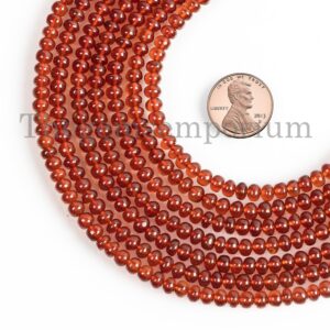 4.5-5mm Hessonite Garnet Beads, Garnet Smooth Rondelle Beads, Garnet Beads For Jewelry Making, Loose Garnet Beads Strand, Garnet Gemstone