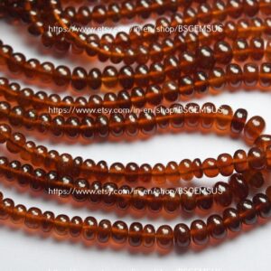 7 Inches Strand,Natural Hessonite GARNET Smooth Rondelles. Size 5-8mm