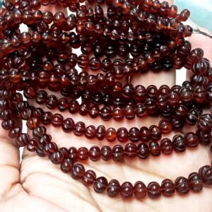 8 Inches Strand, Natural Hessonite Garnet Smooth Melon Shape Rondelles Size 5-7mm