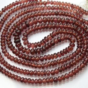 8 Inches Strand, Natural Mozambique GARNET Smooth Rondelles. Size 4-5.5mm
