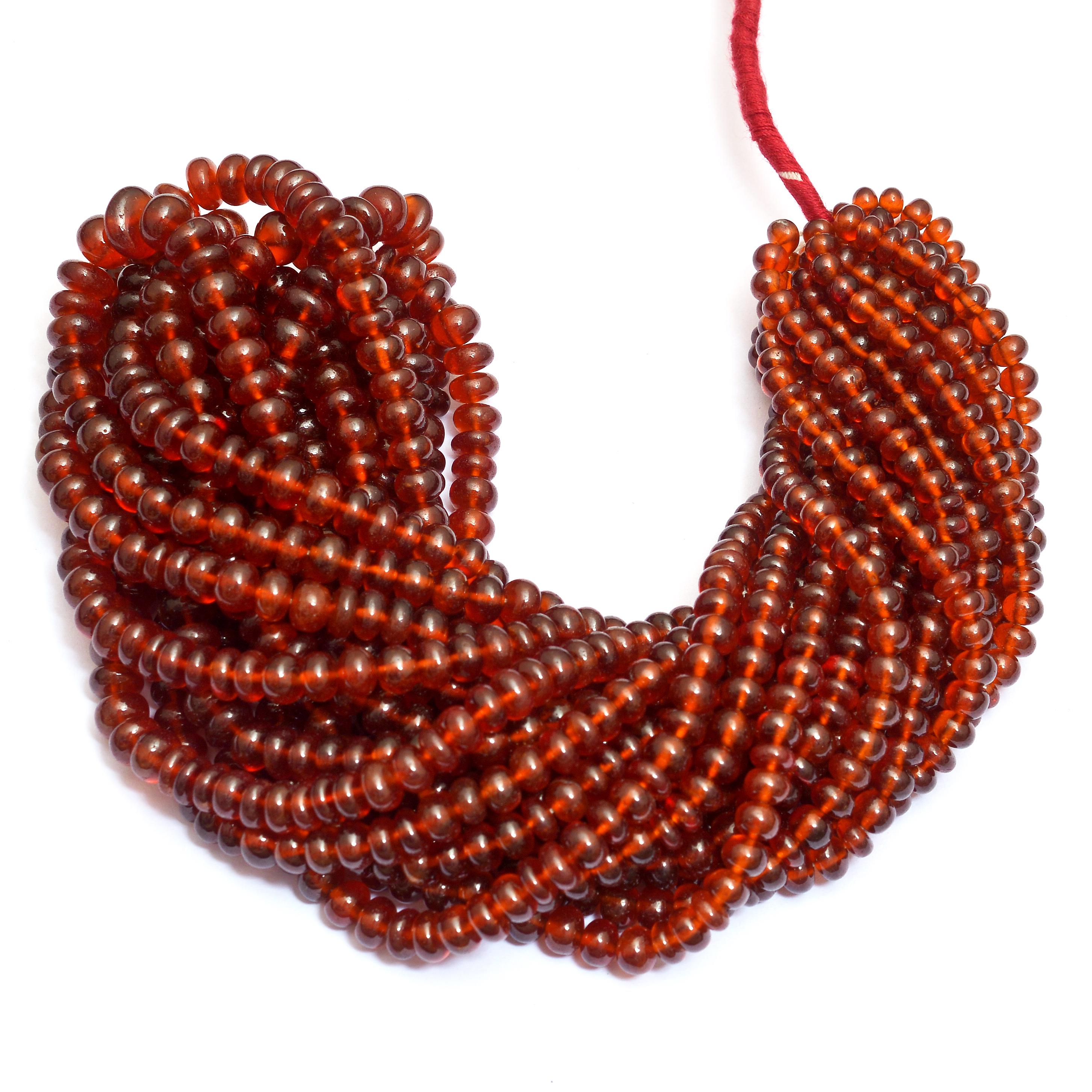 Aaa+ Hessonite Garnet 4mm-8mm Rondelle Smooth Beads, 18inch Strand