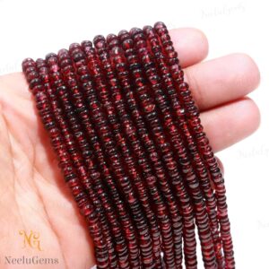 Aaa+ Mozambique Garnet Smooth Rondelle Beads,4-6 Mm Natural Red Garnet Indian Cut Beads,13" Loose Gemstone Beads For Handmade Jewelry