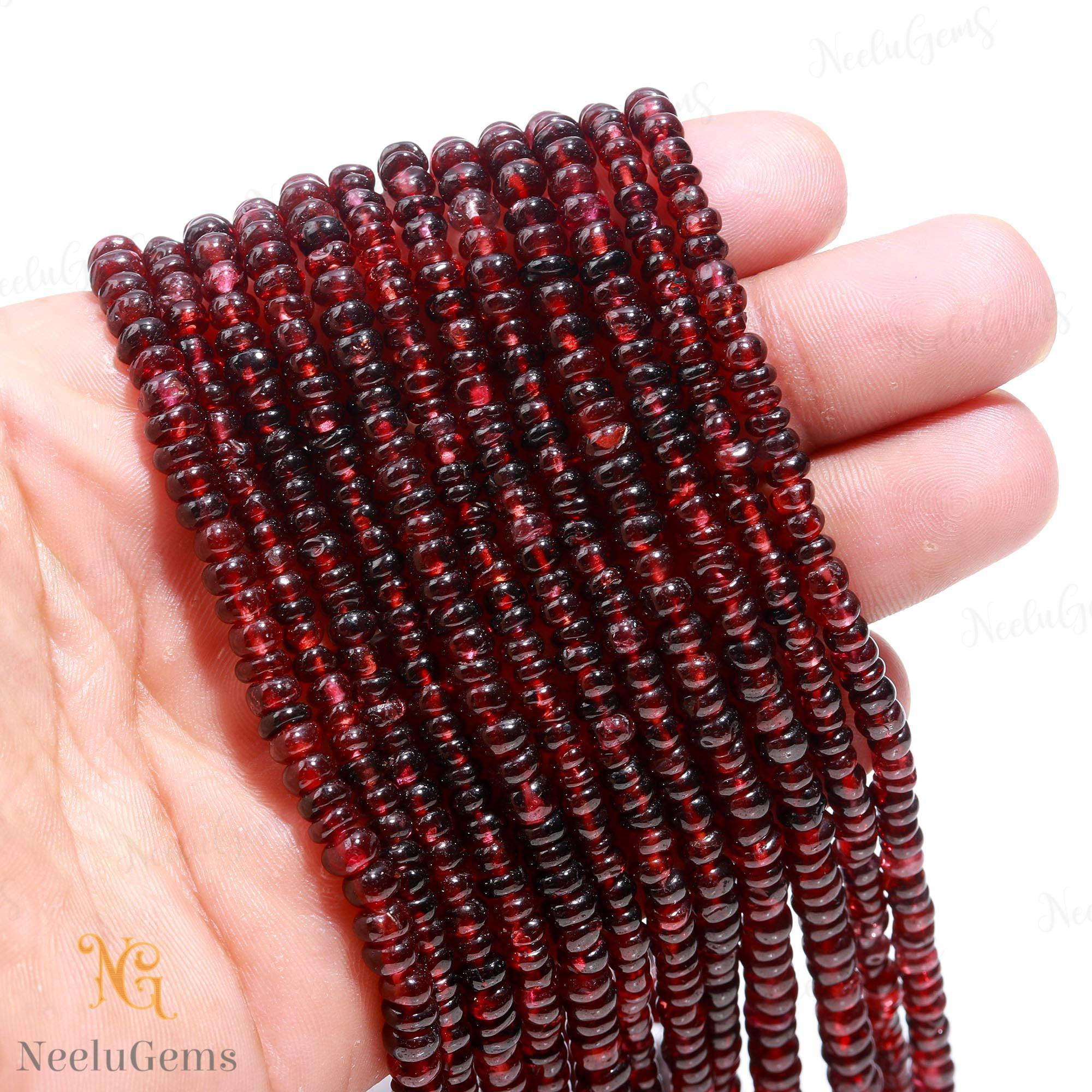 Aaa+ Mozambique Garnet Smooth Rondelle Beads,4-6 Mm Natural Red Garnet Indian Cut Beads,13" Loose Gemstone Beads For Handmade Jewelry