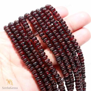 Aaa+ Mozambique Garnet Smooth Rondelle Beads,4-6 Mm Natural Red Garnet Indian Cut Beads,16" Loose Gemstone Beads For Handmade Jewelry