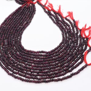 Aaa Natural Mozambique Garnet Smooth Button Round Beads, 4-4.5 Mm Garnet Smooth Rondelle Beads, 14 Inch Mozambique Garnet Fancy Button Beads