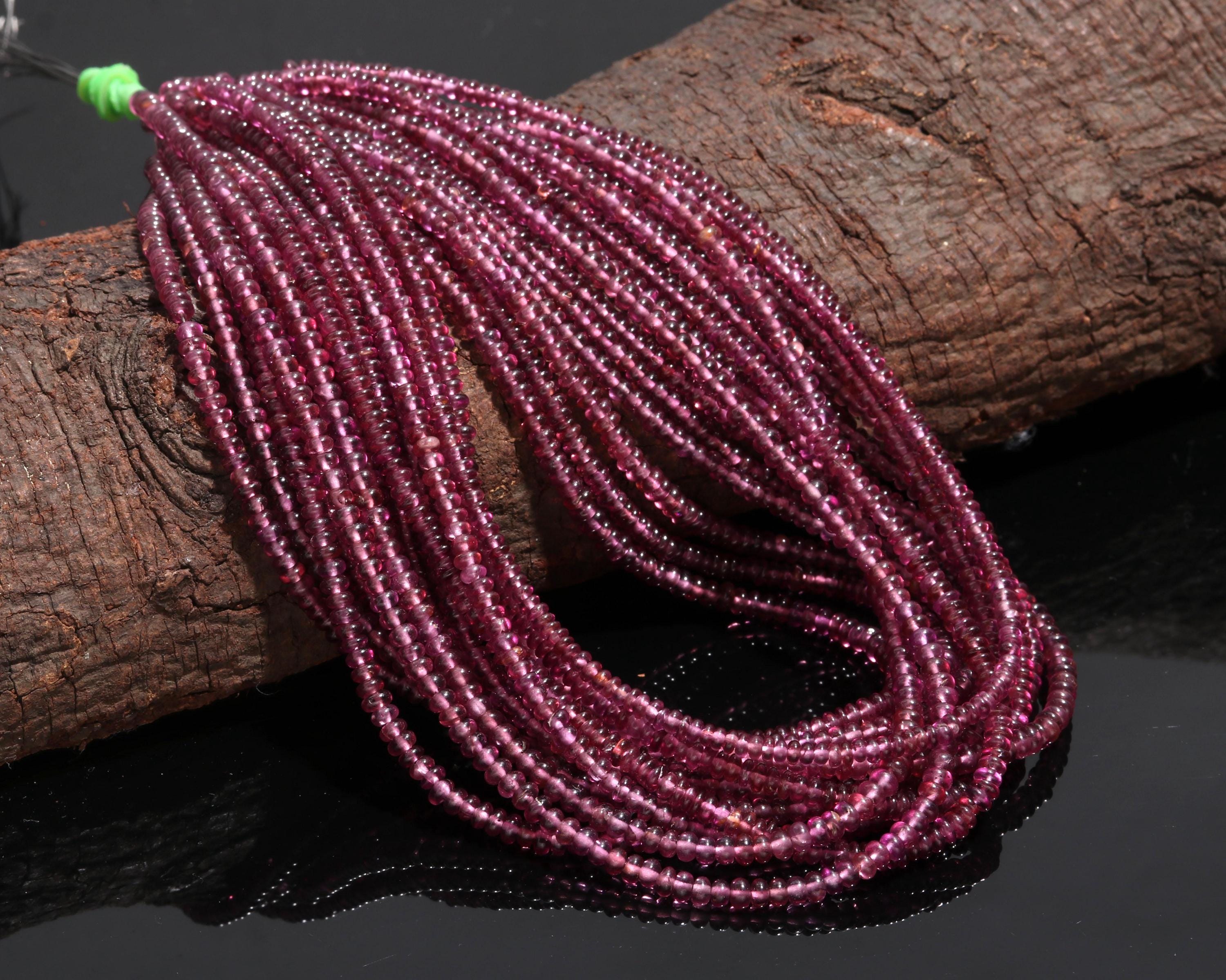 Aaa+ Rhodolite Garnet Beads, Natural Rhodolite Garnet Smooth Rondelle Gemstone Beads, Handamde Pink Garnet Gemstone For Jewelry Making, Gift