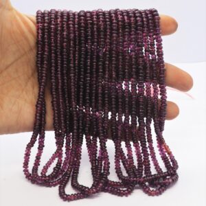 Aaa Rhodolite Smooth Rondelle Beads 4-4.5 Mm Purple Garnet Plain Rondelle 16" Natural Rhodolite Garnet Gemstone Beads