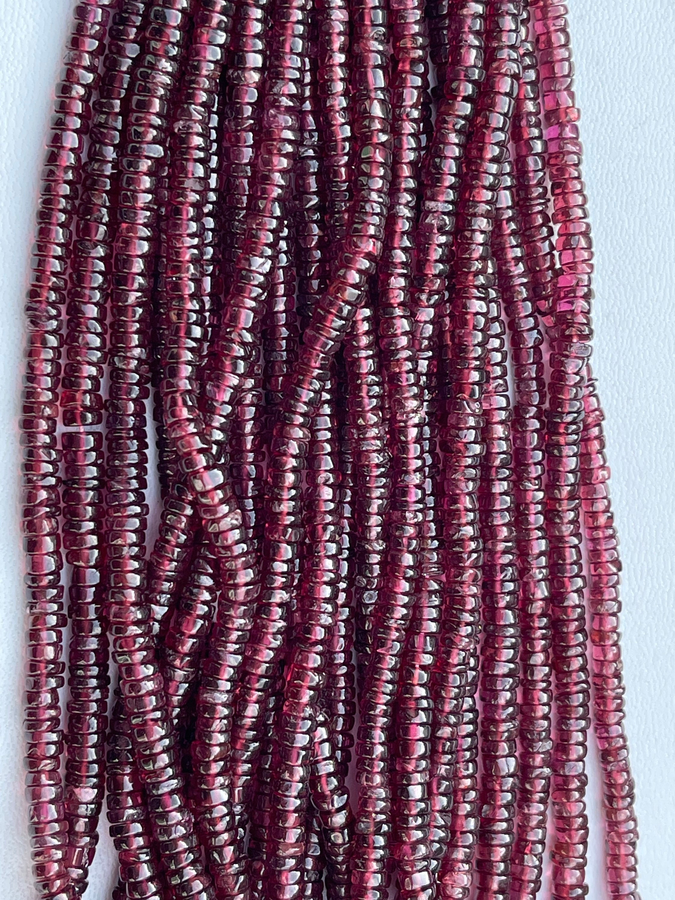 Bead Garnet Rondelle Heishi 4-5mm 16” Length (natural)