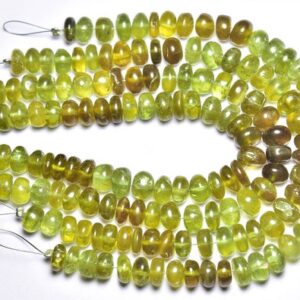 Beautiful Grossular Garnet Rondelle Beads - 7 inches - Natural Smooth Green Grossular Garnet Rondelle - Size is 7 - 8 mm #2467