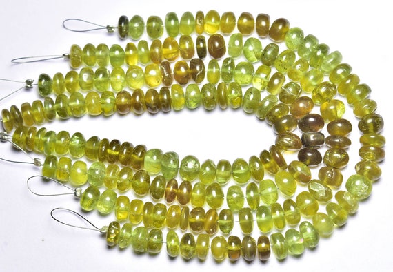 Beautiful Grossular Garnet Rondelle Beads - 7 Inches - Natural Smooth Green Grossular Garnet Rondelle - Size Is 7 - 8 Mm #2467 Beautiful Grossular Garnet Rondelle Beads - 7 Inches - Natural Smooth Green Grossular Garnet Rondelle - Size Is 7 - 8 Mm #2467