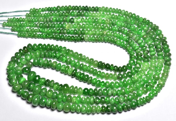 Beautiful Tsavorite Rondelle Beads - 15 Inches - Natural Smooth Tsavorite Green Garnet Rondelle Strand- Size Is  3 - 6 Mm #1010