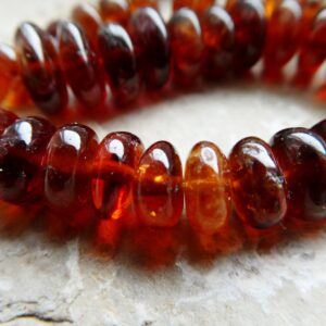 Hessonite smooth rondelle 8-10mm beads- 6in strand garnet gemstone-jewelry making-craft natural beads