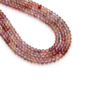 High Quality Natural Malaya Garnet Smooth Rondelle Beads, 5 Mm, Pink Peach Garnet, Multi-color Garnet Beads For Jewelry Making Gemstone