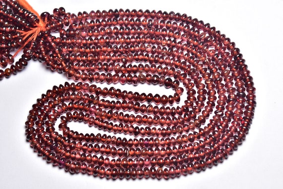 Mozambique Garnet Rondelle Beads - 16 Inches - Natural Smooth Garnet Rondelle - Size Is 5 Mm #2508