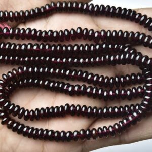 Mozambique Garnet Rondelle Beads - 7 inches - Super Quality Natural Garnet Smooth Rondelles - Size is 6.5 -4 mm #2345