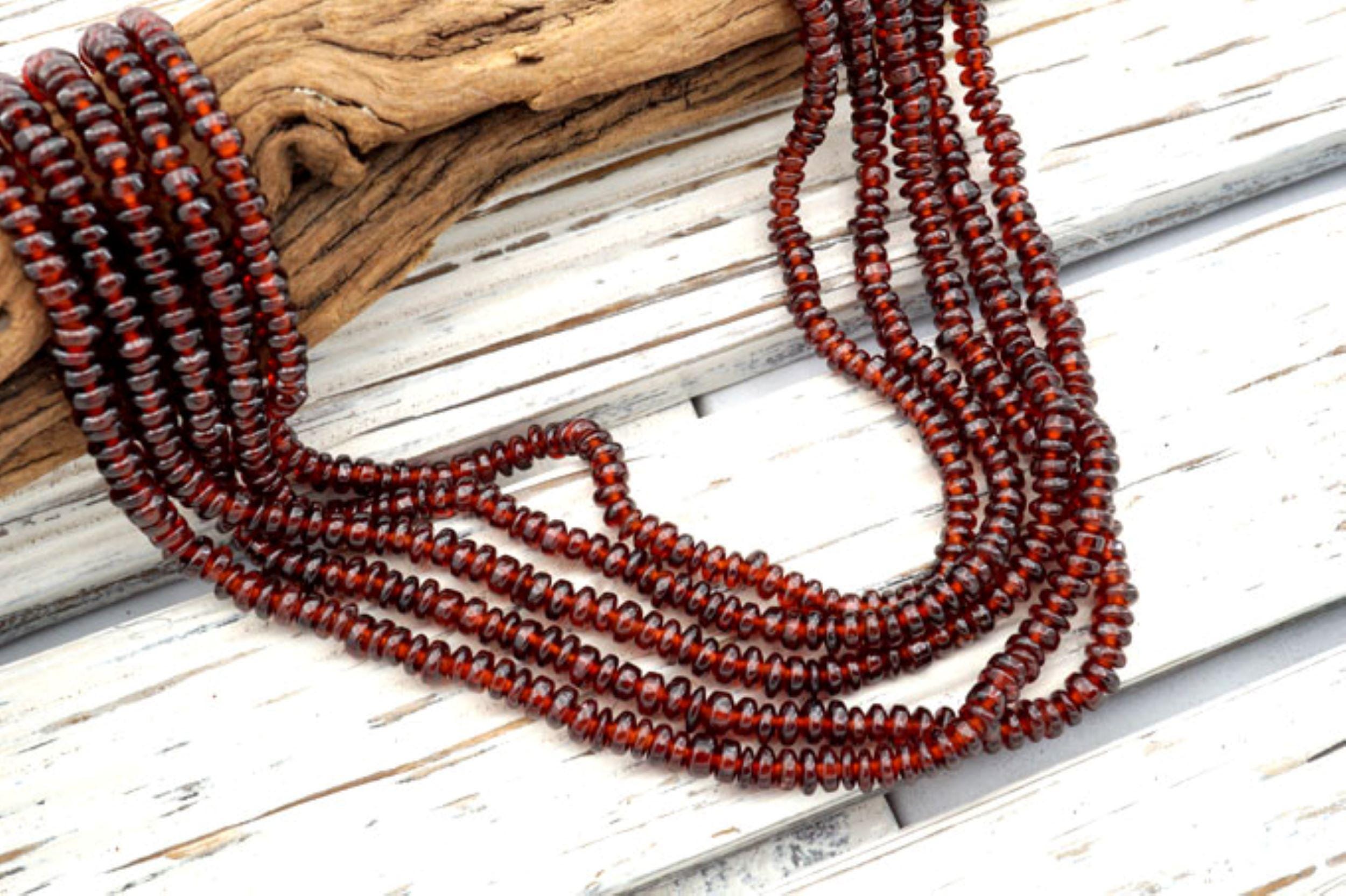 Natural Garnet 3.5-4.5mm Rondelle Beads (etb00207) Healing Crystals