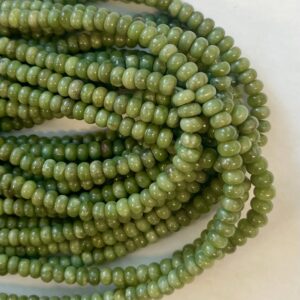 Natural Green Garnet 6x3mm Rondelle Gemstone Bead~ -15.5 inch strand