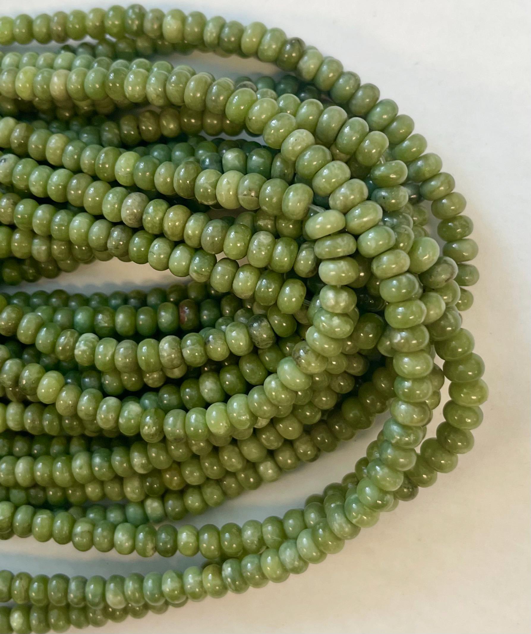 Natural Green Garnet 6x3mm Rondelle Gemstone Bead~ -15.5 Inch Strand