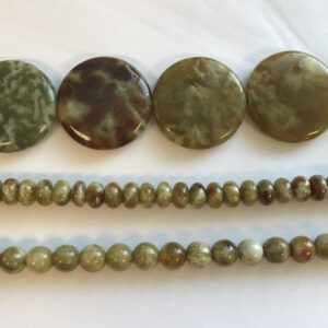 Natural Green Garnet Coin,Rondelle, Round Gemstone Beads-15.5 inch Strand