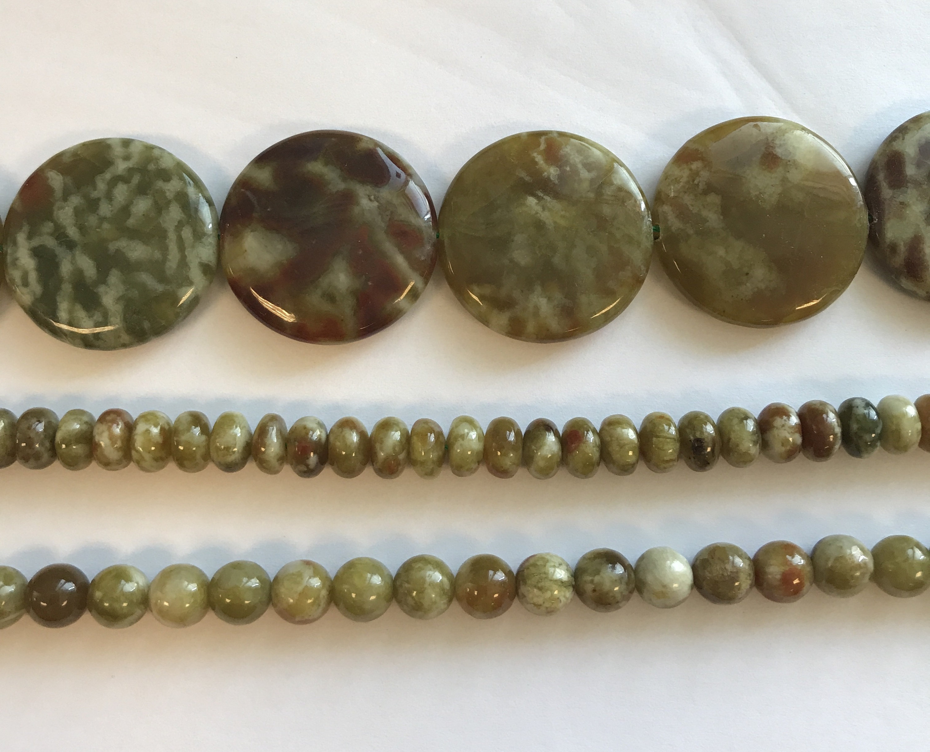 Natural Green Garnet Coin,rondelle, Round Gemstone Beads-15.5 Inch Strand