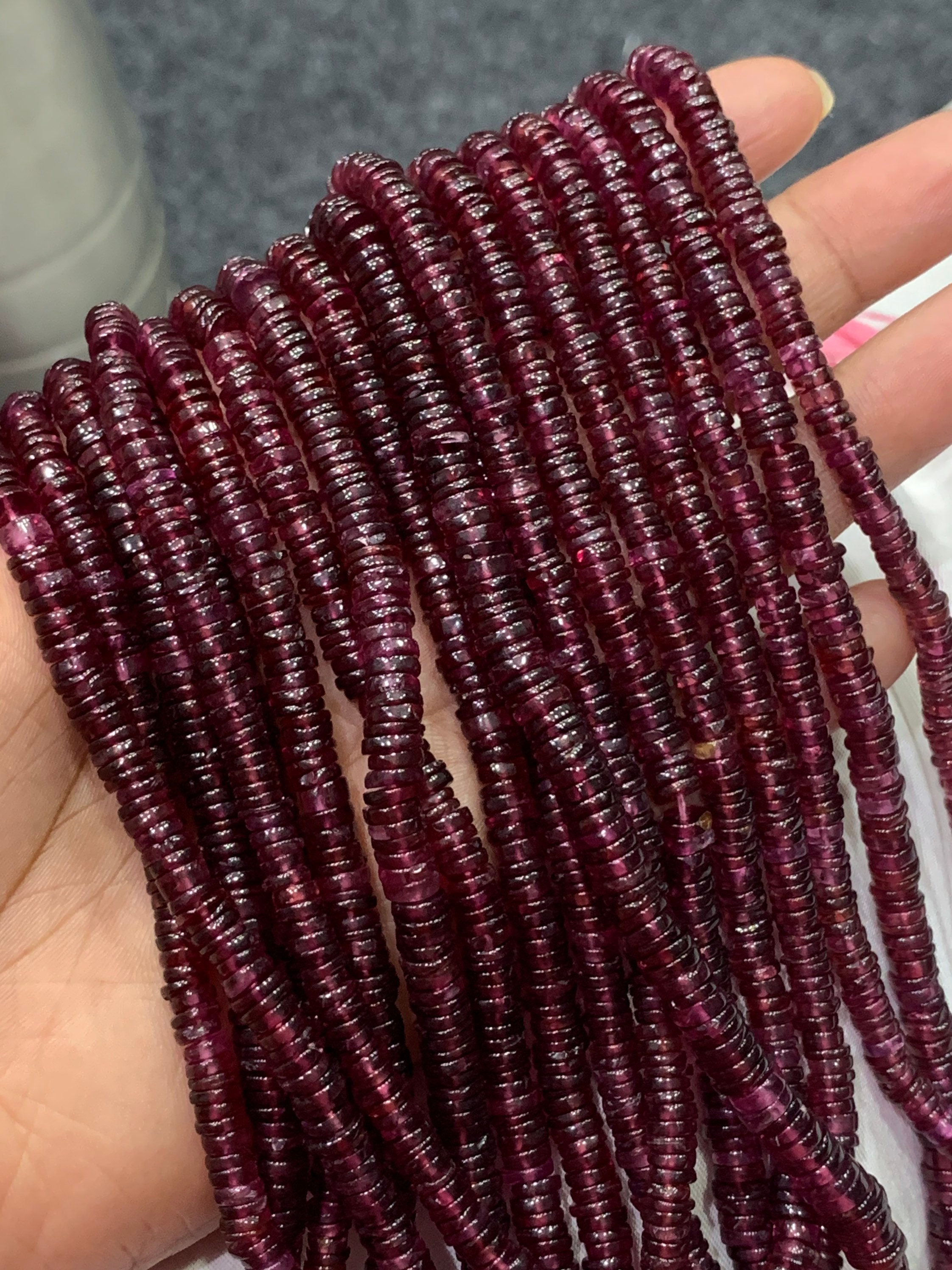 Natural Garnet Plain Tyre Shape Gemstone Beads, Size- 5 Mm Disc Shape, 16 Inch Strand For Making Jewelry & Craft, Wholesale Beads