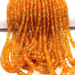 Natural Spessartine Garnet Rondelle Beads: Orange Fanta Gemstone, 18 Inch Strand