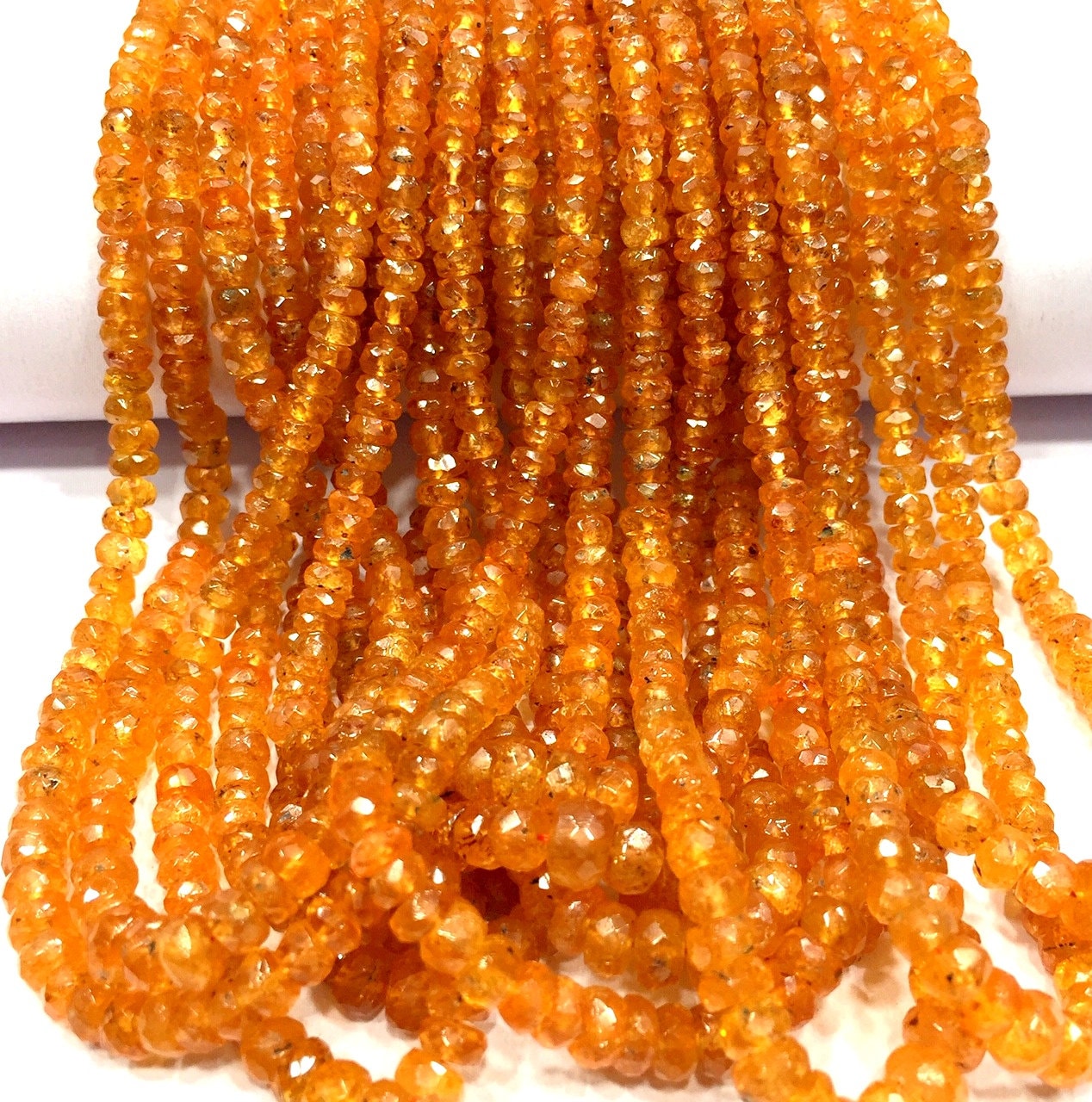 Natural Spessartine Garnet Rondelle Beads: Orange Fanta Gemstone, 18 Inch Strand