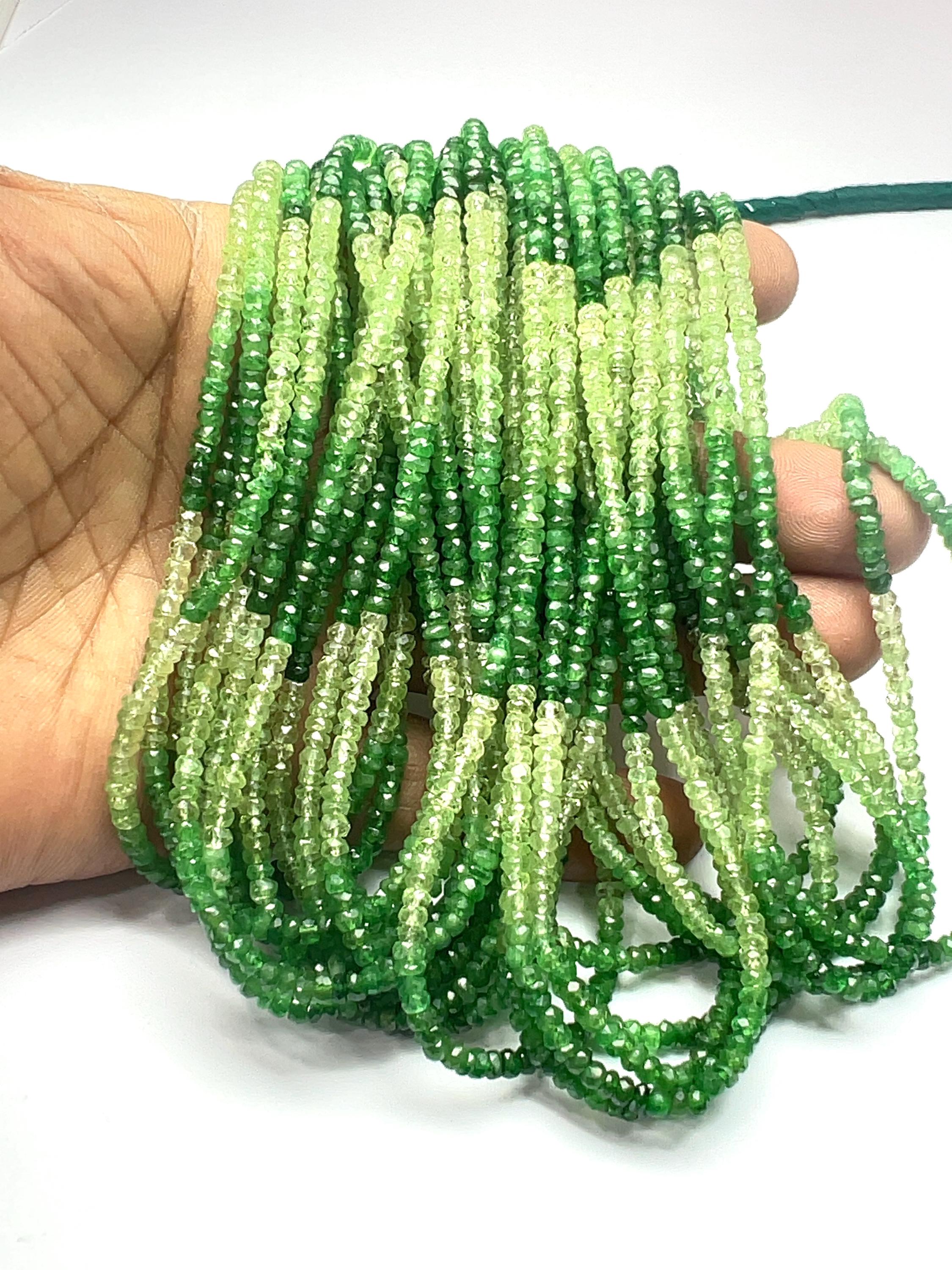 Natural Tsavorite Rondelle Beads, Green Garnet, 14 Inch Strand Natural Tsavorite Rondelle Beads, Green Garnet, 14 Inch Strand