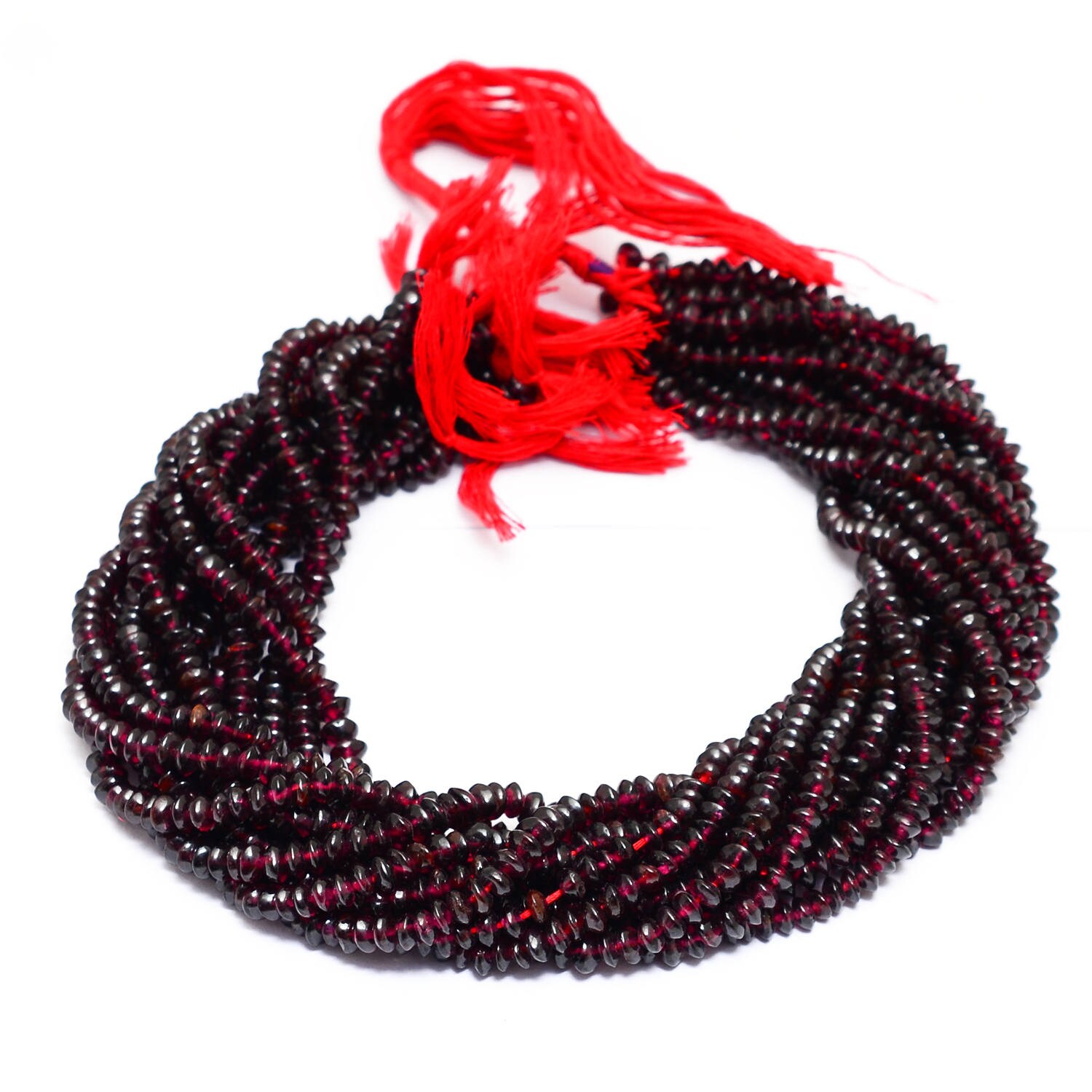Red Garnet 4mm- 5mm Saucer Beads | 13inch Strand | Beautiful Natural Red Garnet Semiprecious Gemstone Spacer Beads | Garnet Button Rondelles