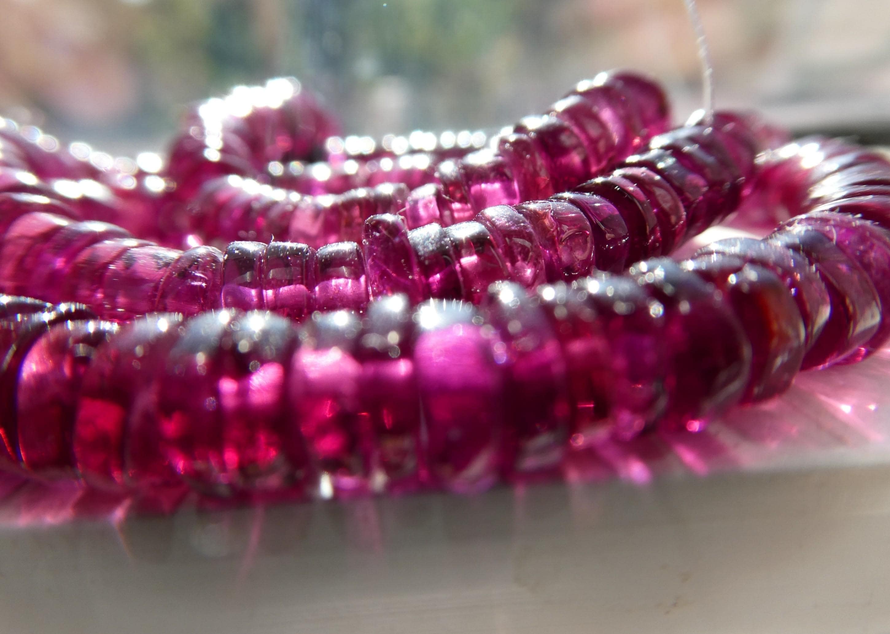 Rhodolite Garnet 6mm Rondelle Beads- 8in Gemstone Strand- Jewelry Making- Natural Craft Beads