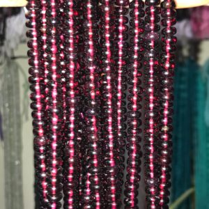 Top Quality Natural GARNET Smooth Rondelle Gemstone Beads Strands 16 Inches, 5.5-6.5 mm An Amazing Item For Making Jewelry