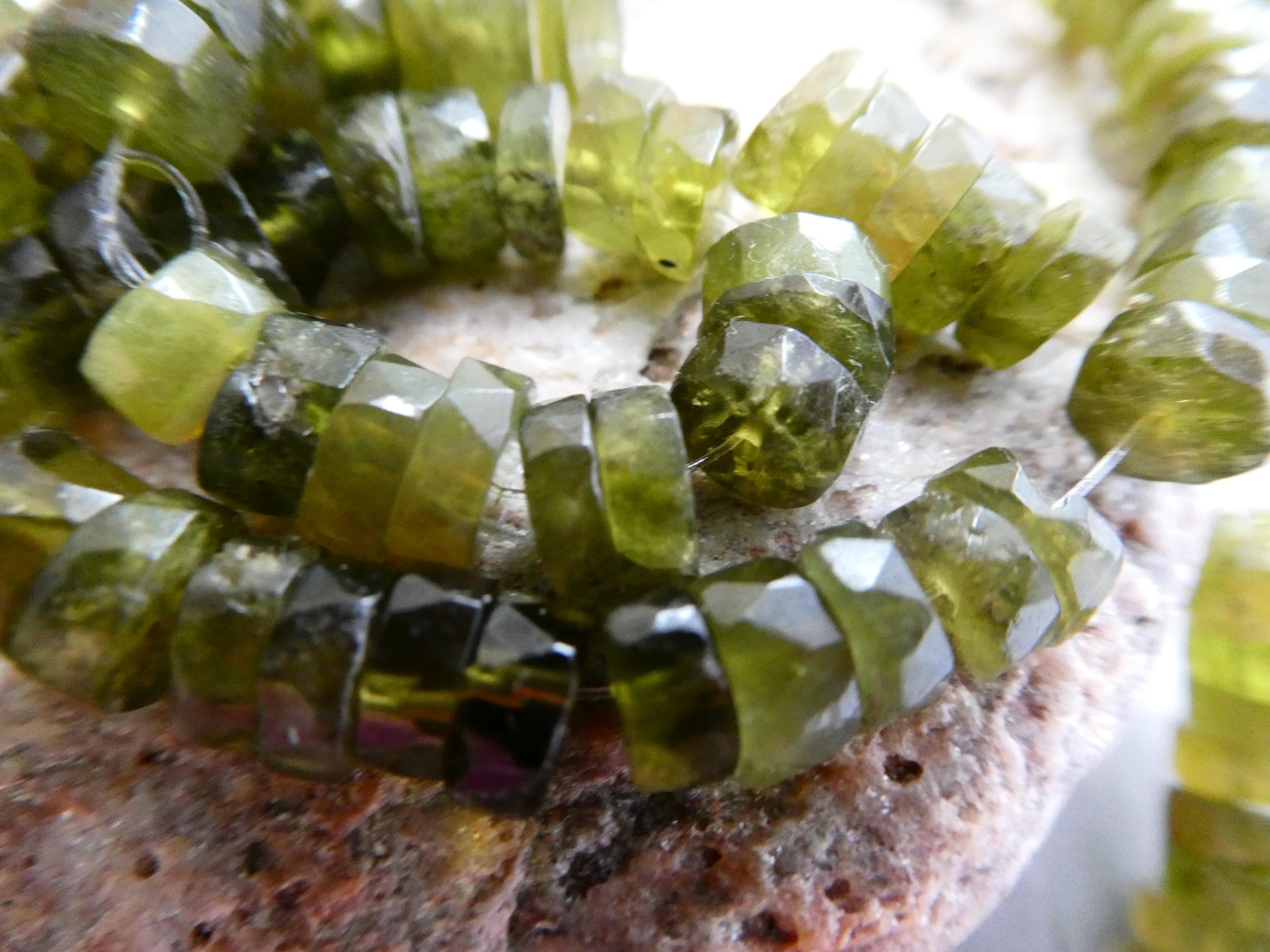 Vessonite Rondelle 7mm Beads- 4in Strand Green Garnet Gemstone-jewelry Making -natural Craft Beads