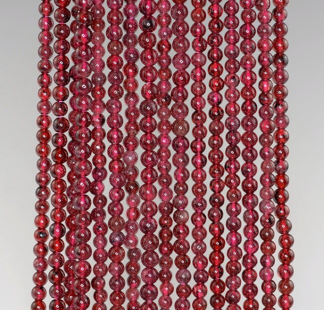 3.5mm Red Garnet Gemstone Round Loose Beads 15.5 Inch Full Strand (90183586-a117)