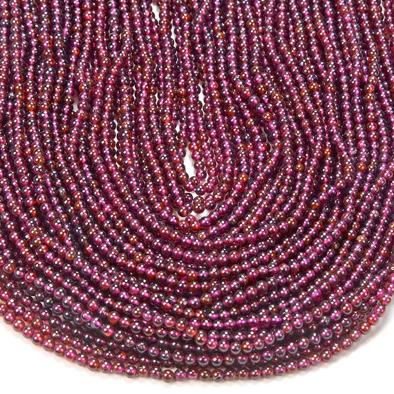 3mm Natural Red Garnet Gemstone Grade Aaa Round Beads 15 Inch Full Strand Bulk Lot 1,2,6,12 And 50 (80016370-p60)