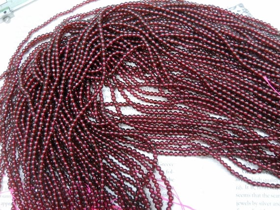 3mm Round Nature Garnet Beads, 15.5 Inch