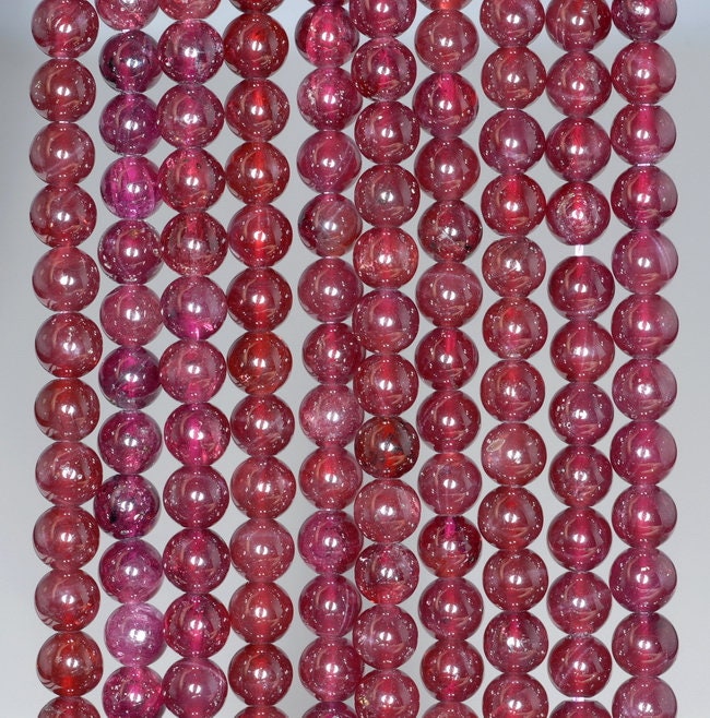 5-6mm Purple Garnet Gemstone Round Loose Beads 15.5 Inch Full Strand (80001133-a165)