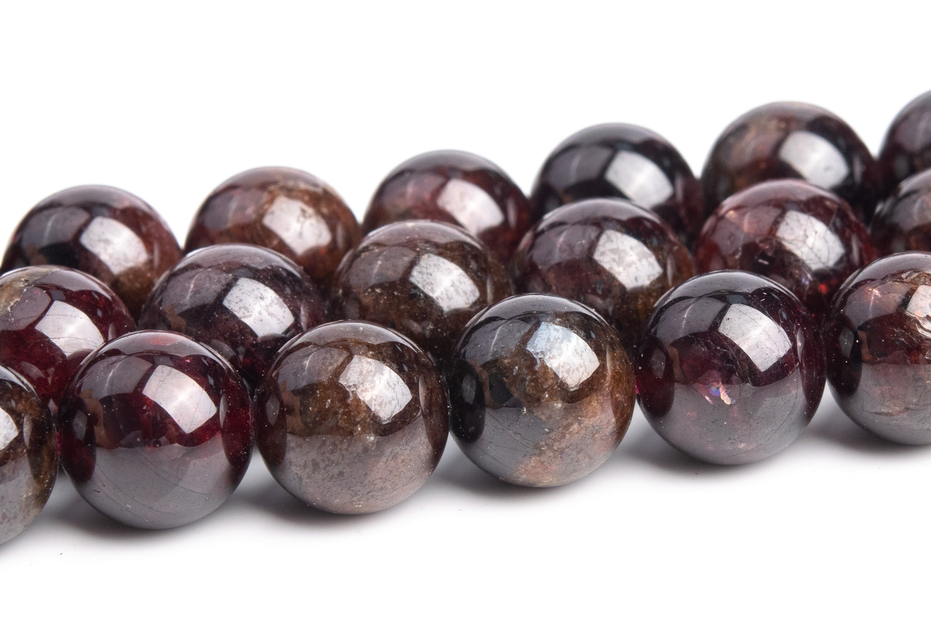 8-9mm Brown Red Garnet Beads Grade A+ Genuine Natural Gemstone Round Loose Beads 15" / 7.5" Bulk Lot Options (120638)