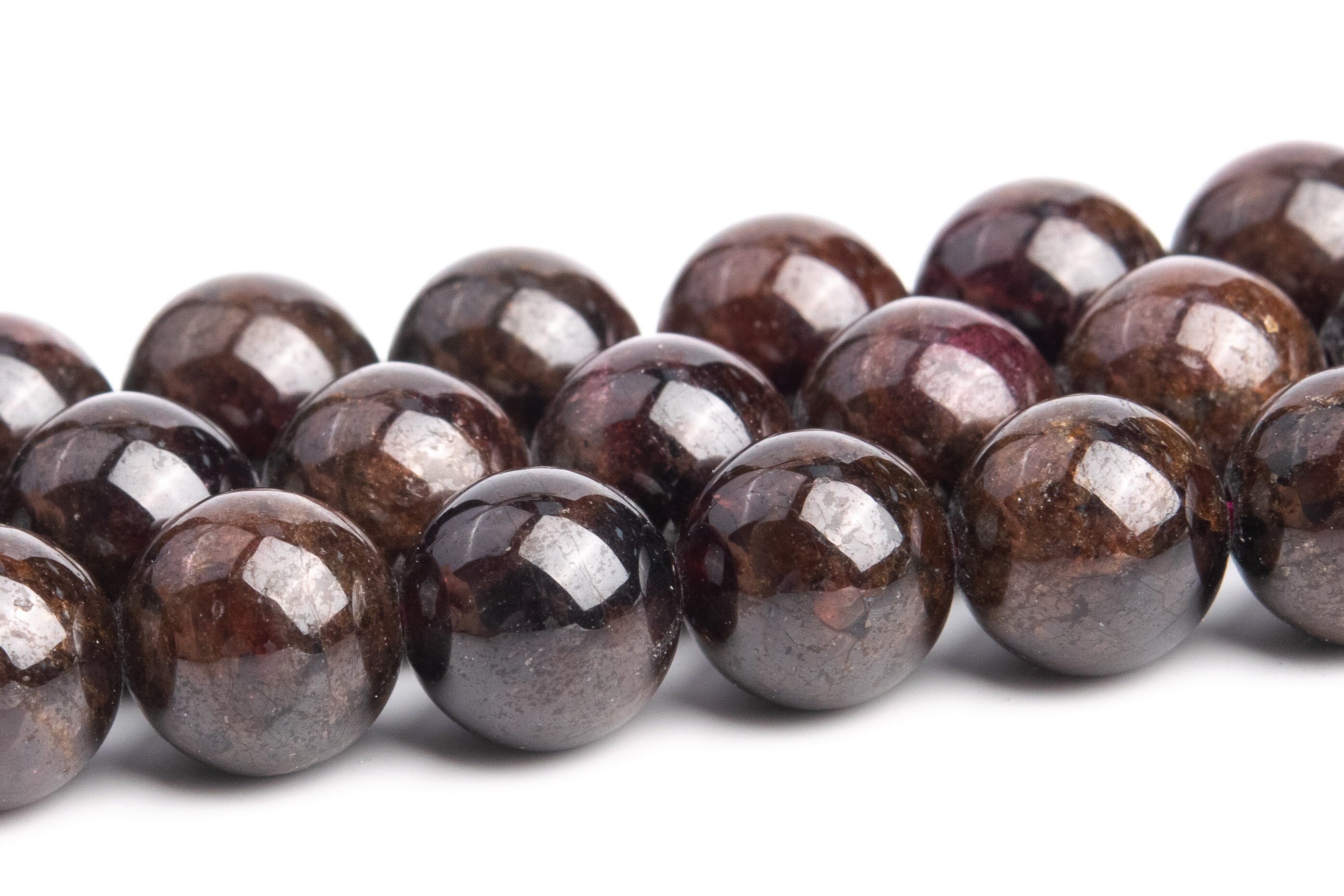 8-9mm Brown Red Garnet Beads Grade A+ Genuine Natural Gemstone Round Loose Beads 15" / 7.5" Bulk Lot Options (120637)