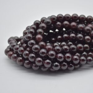 Garnet Gemstone Beads - 8mm Round - Large Hole (2mm) Gemstone Round Beads For Jewellery Making - 15" Strand