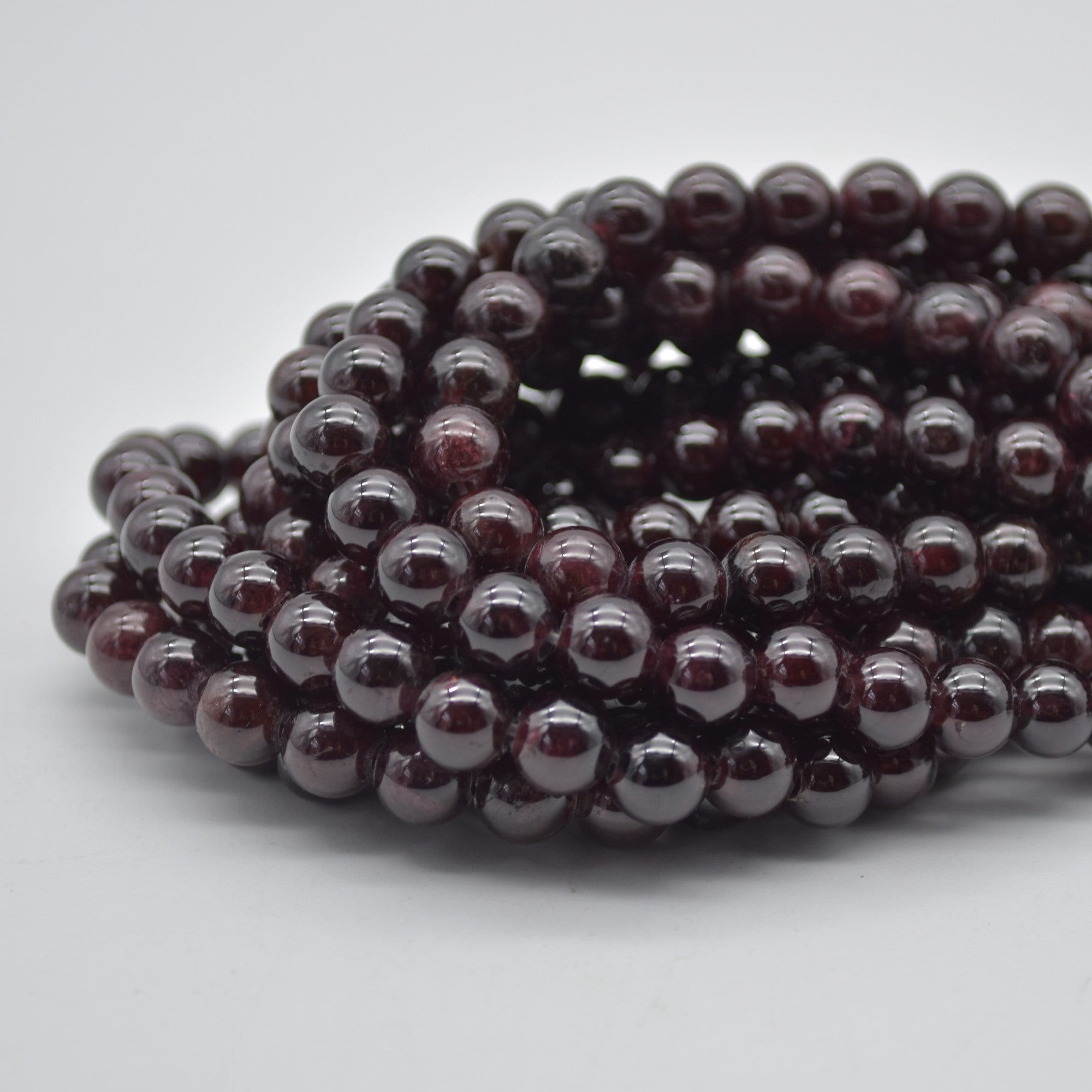 Garnet Gemstone Beads - 8mm Round - Large Hole (2mm) Gemstone Round Beads For Jewellery Making - 15" Strand