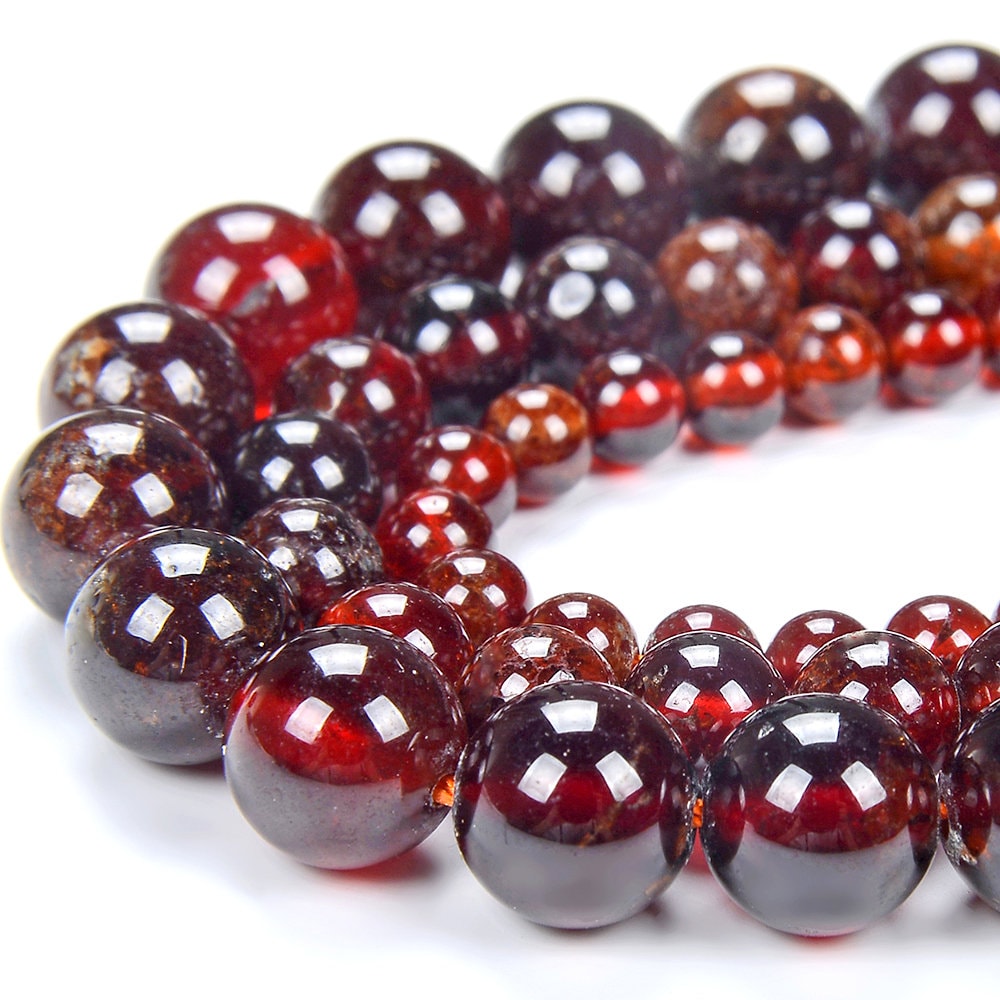 Natural Deep Hessonite Garnet Gemstone Grade Aa Round 4mm 5mm 6mm 7mm 8mm 9mm Loose Beads (d313)