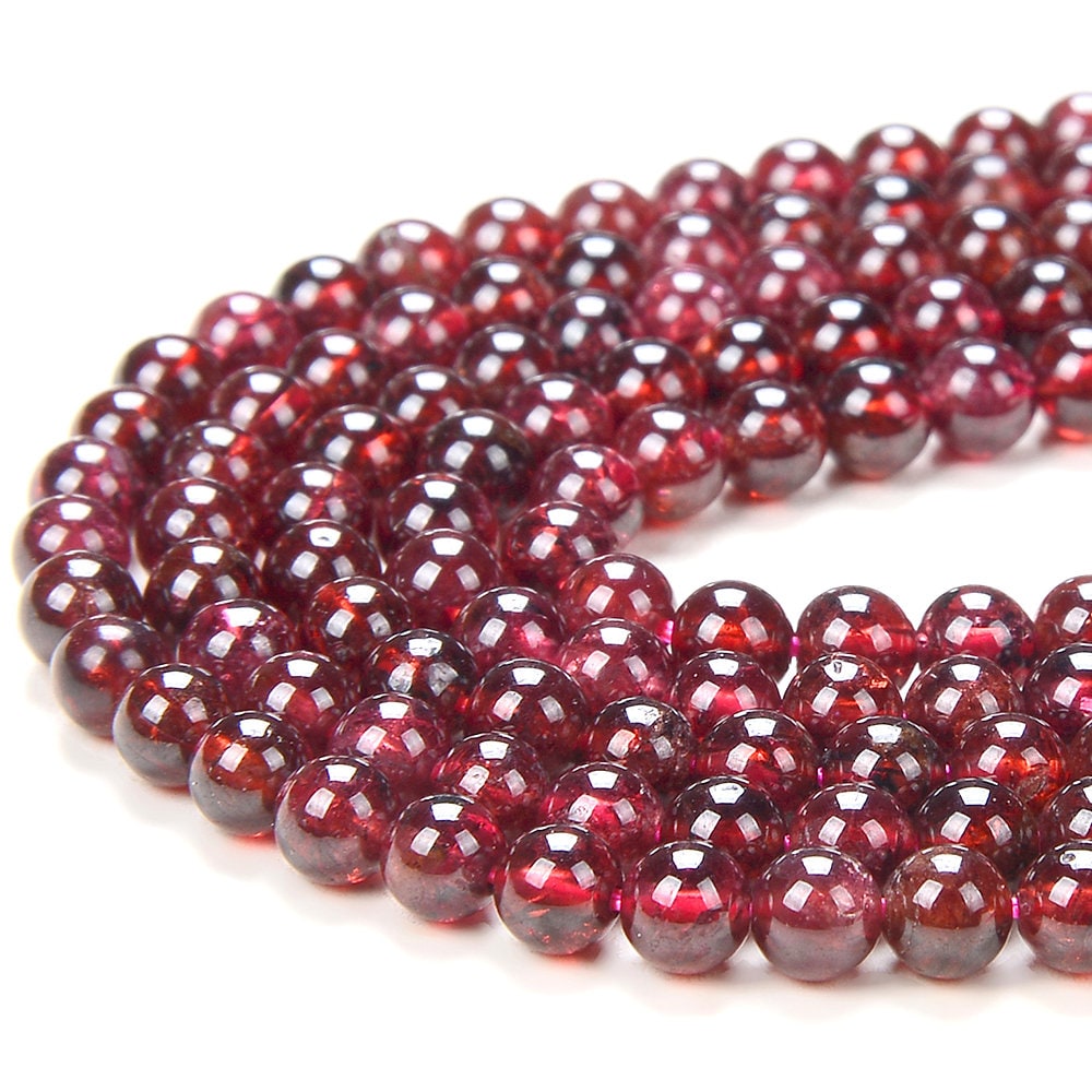 Natural Deep Red Garnet Gemstone Grade Aaa Round 3mm 4mm Loose Beads 15 Inch Full Strand (p60)