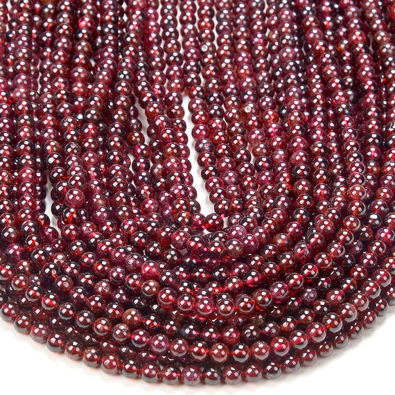 Natural Deep Red Garnet Gemstone Grade Aaa Round 3mm 4mm  Loose Beads 15 Inch Full Strand Bulk Lot 1,2,6,12 And 50 (p60)