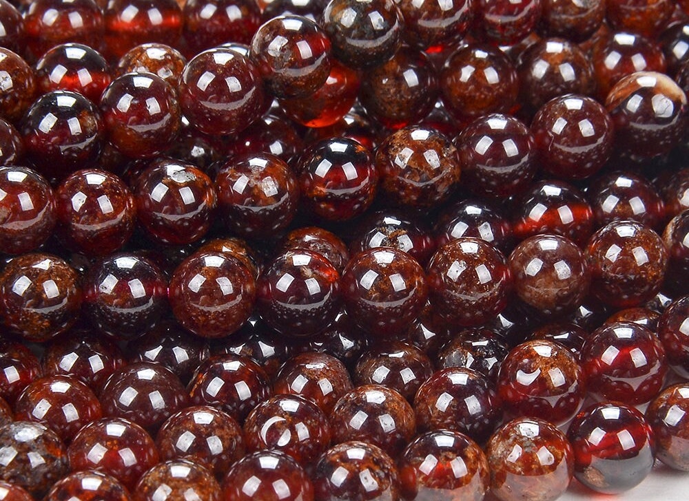 Natural Hessonite Garnet Deep Color Gemstone Grade Aa Round 5mm 6mm 7mm 9mm Loose Beads (d114)